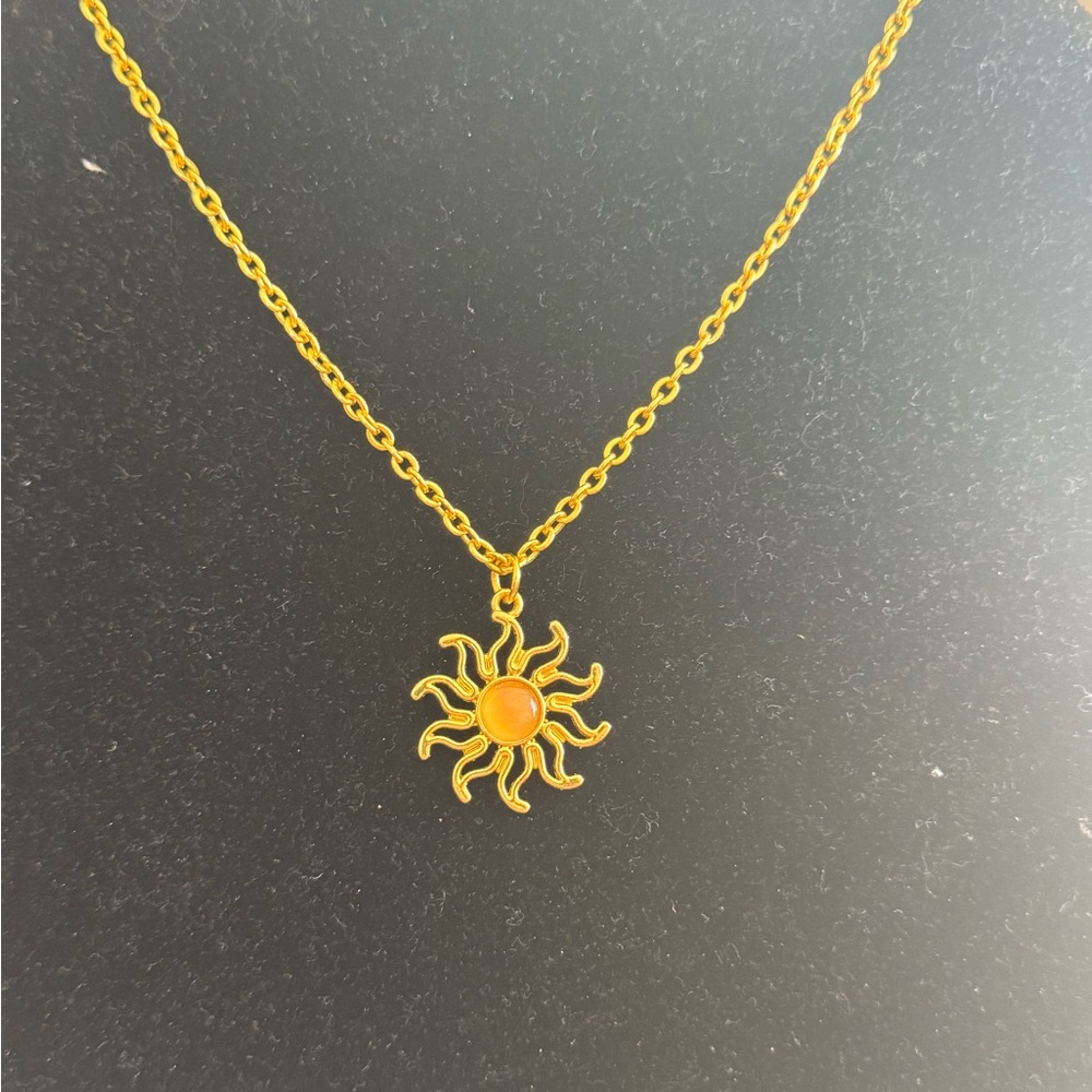 Gold Sun Pendant Necklace